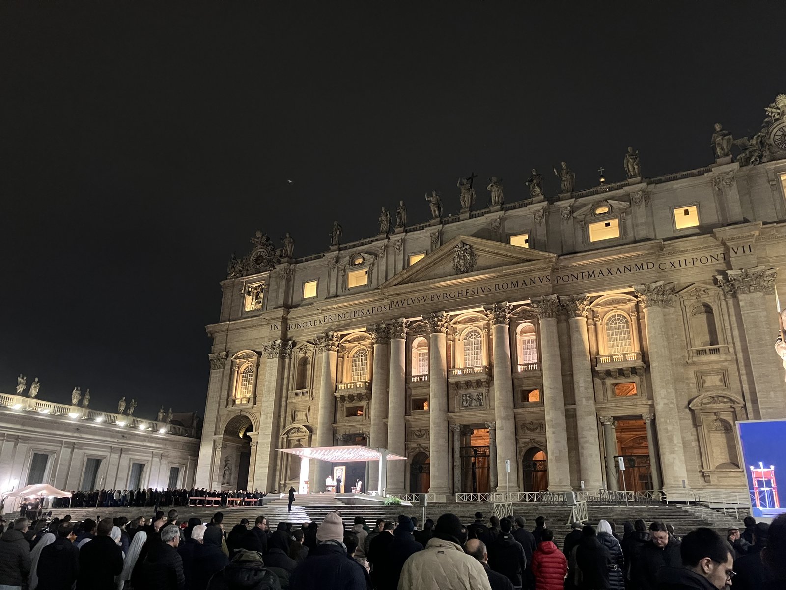 Fr. Ryan Asher participates in a rosary in St. Peter's Square for Pope Francis during the pope's illness and hospitalization in the spring. (Courtesy of Fr. Ryan Asher)