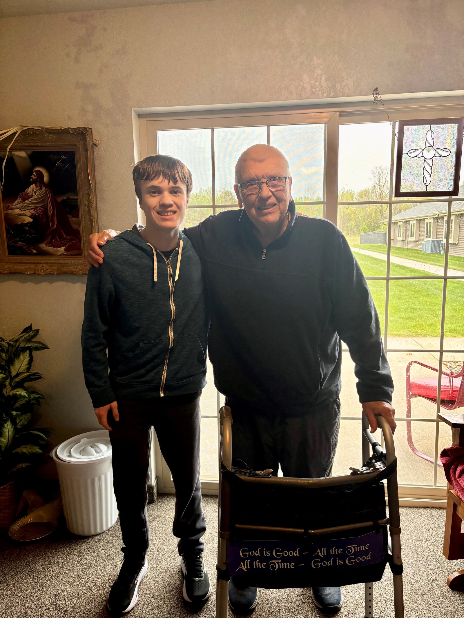 Gorgon and his mother continue to regularly visit Fr. Treml at his senior living home. (Courtesy of DaNeil Gorgon)