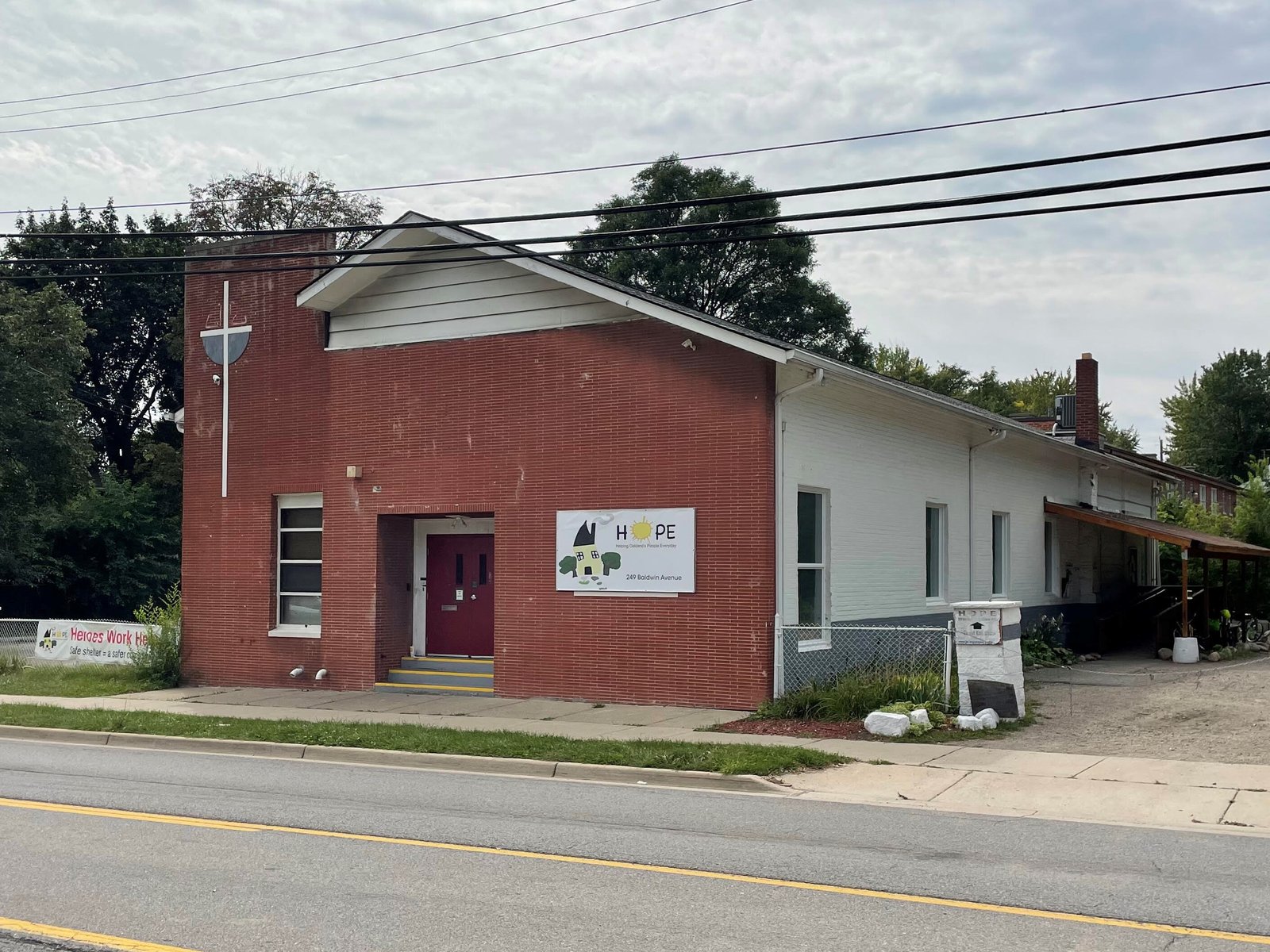 The exterior of the HOPE Shelter in Pontiac, which was founded by a parishioner of St. John Fisher Chapel University Parish in Auburn Hills in 1998 in response to the freezing death of a Pontiac resident. (Photos courtesy of Brian Wright)