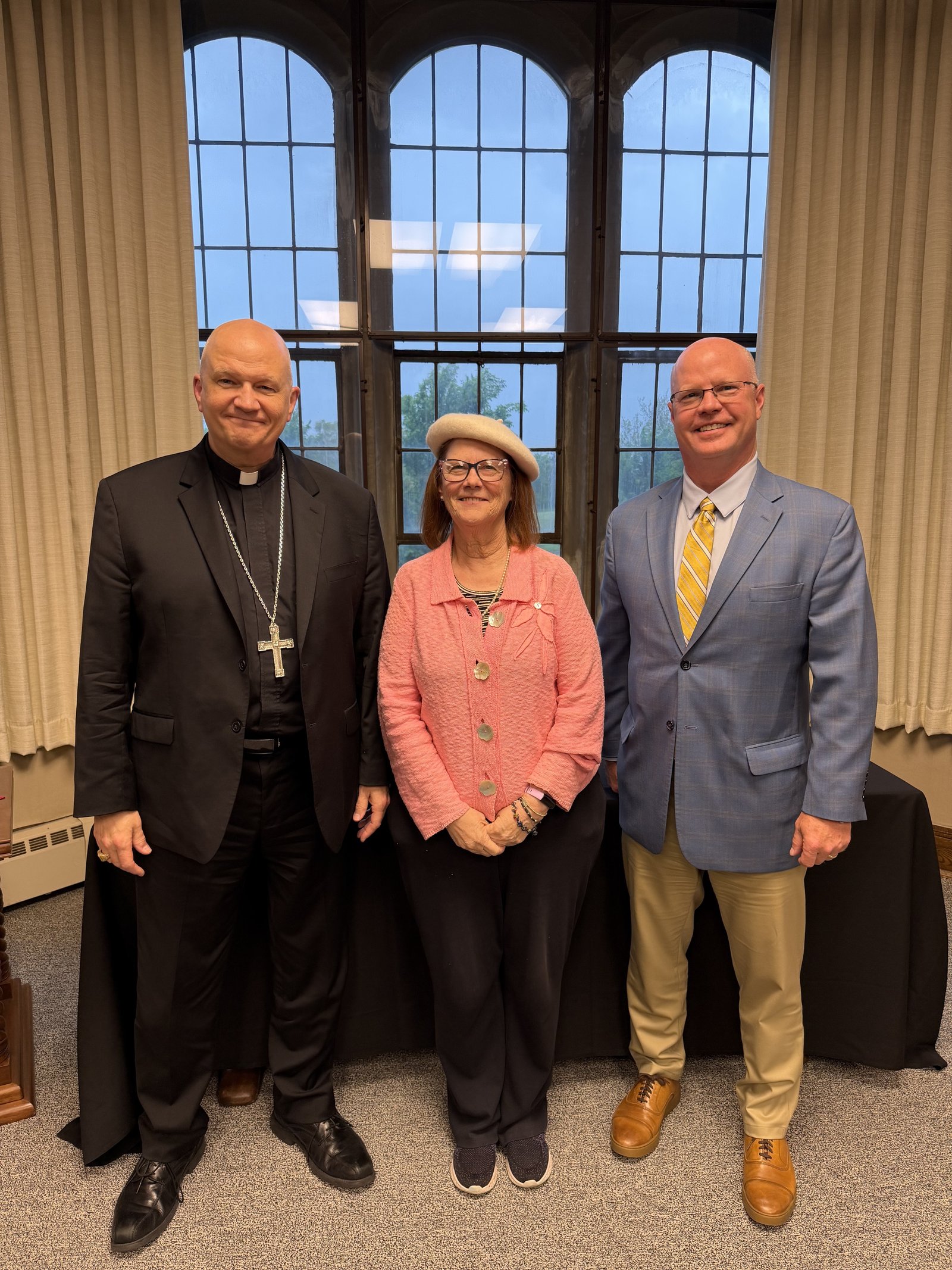 Archbishop Weisenburger pictured with Brig. General (retired) Carol Ann Fausone and Mr. Michael Ritchie, two Sacred Heart Major Seminary board members who are rotating off after completing two terms of membership — each having made substantial contributions to the strength of our great seminary!