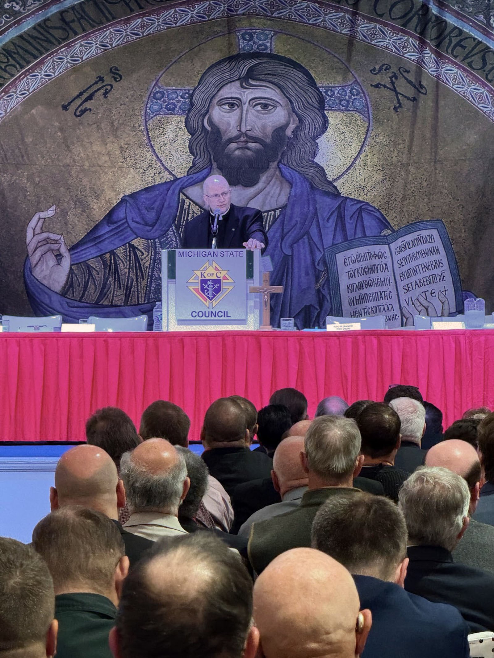 Archbishop Weisenburger gives the opening address during the Michigan Knights of Columbus state convention.