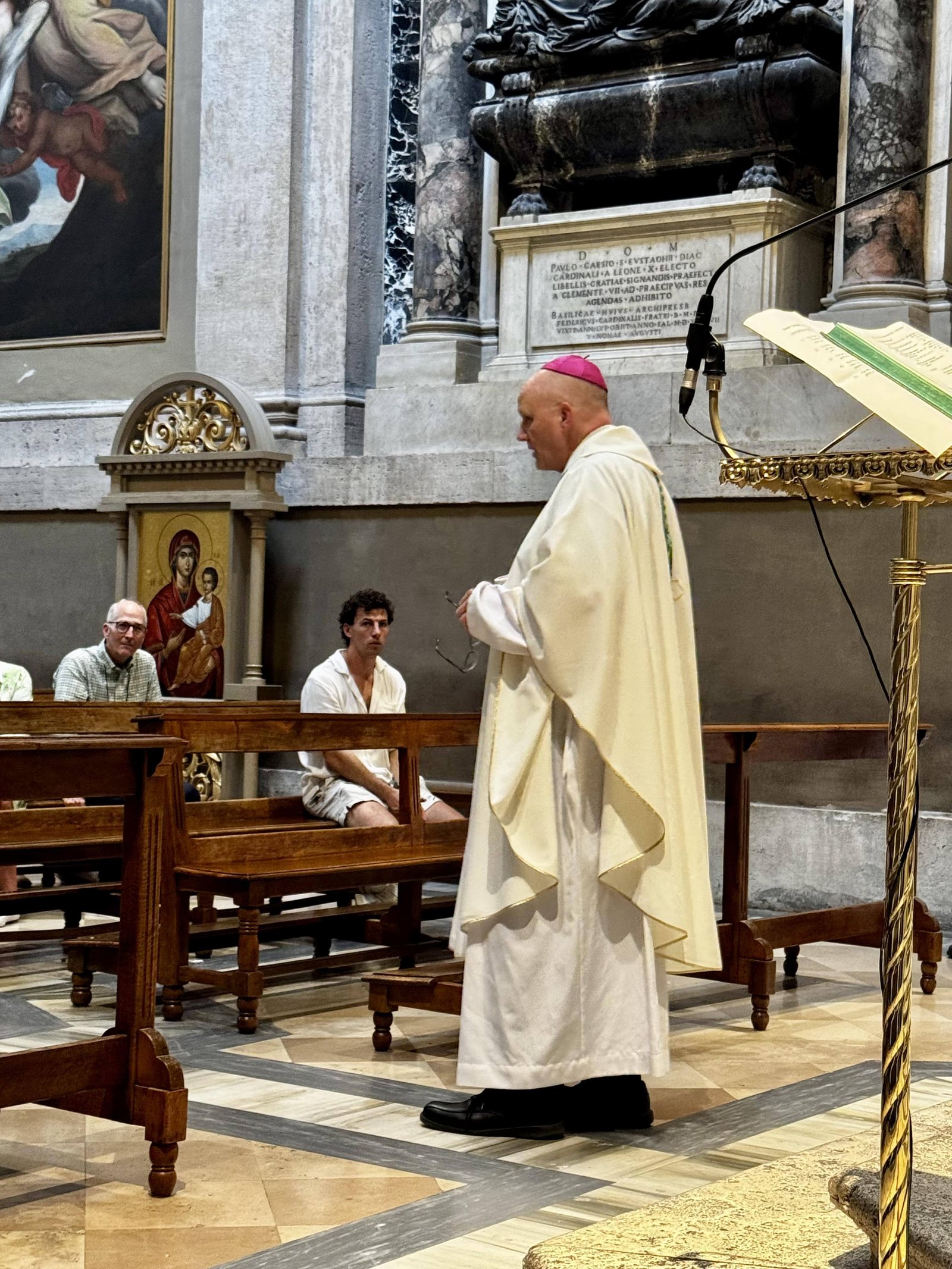 Archbishop Weisenburger preaches during Mass at the Basilica of St. Mary Major in Rome.