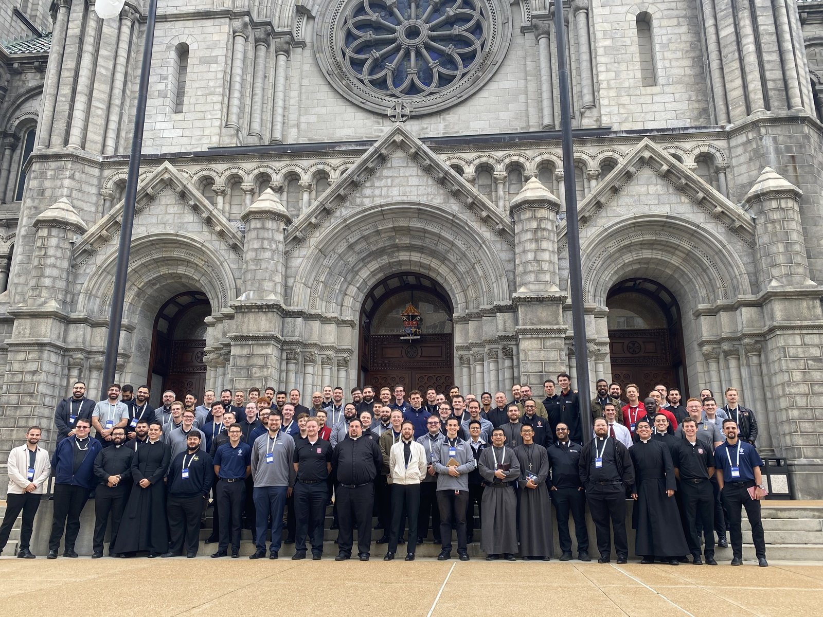 A group picture outside the Cathedral Basilica of St. Louis.