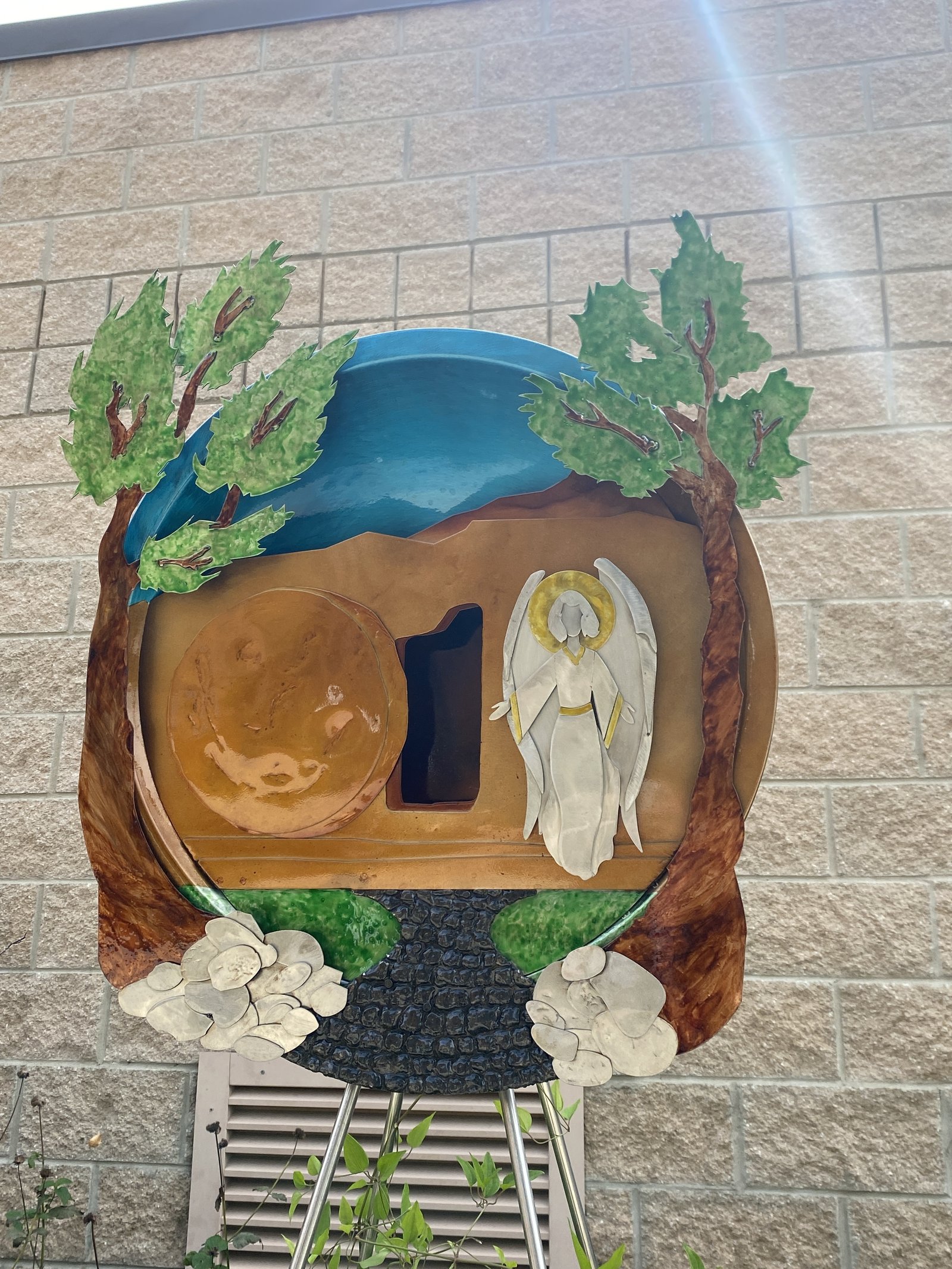 The Resurrection is depicted in one of the trellises at St. Joseph Parish in South Lyon representing the Glorious Mysteries of the rosary.