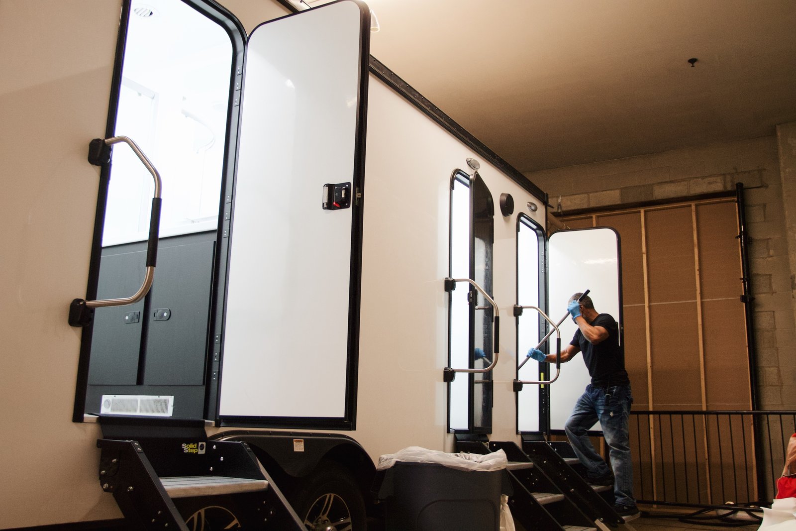 Pope Francis Center staff and volunteers took three weeks to move its portable showers and sinks, laundry machines, kitchen supplies and everything else that it takes to make the center operate and moved it west down East Jefferson Avenue to the TCF Center for the winter months.