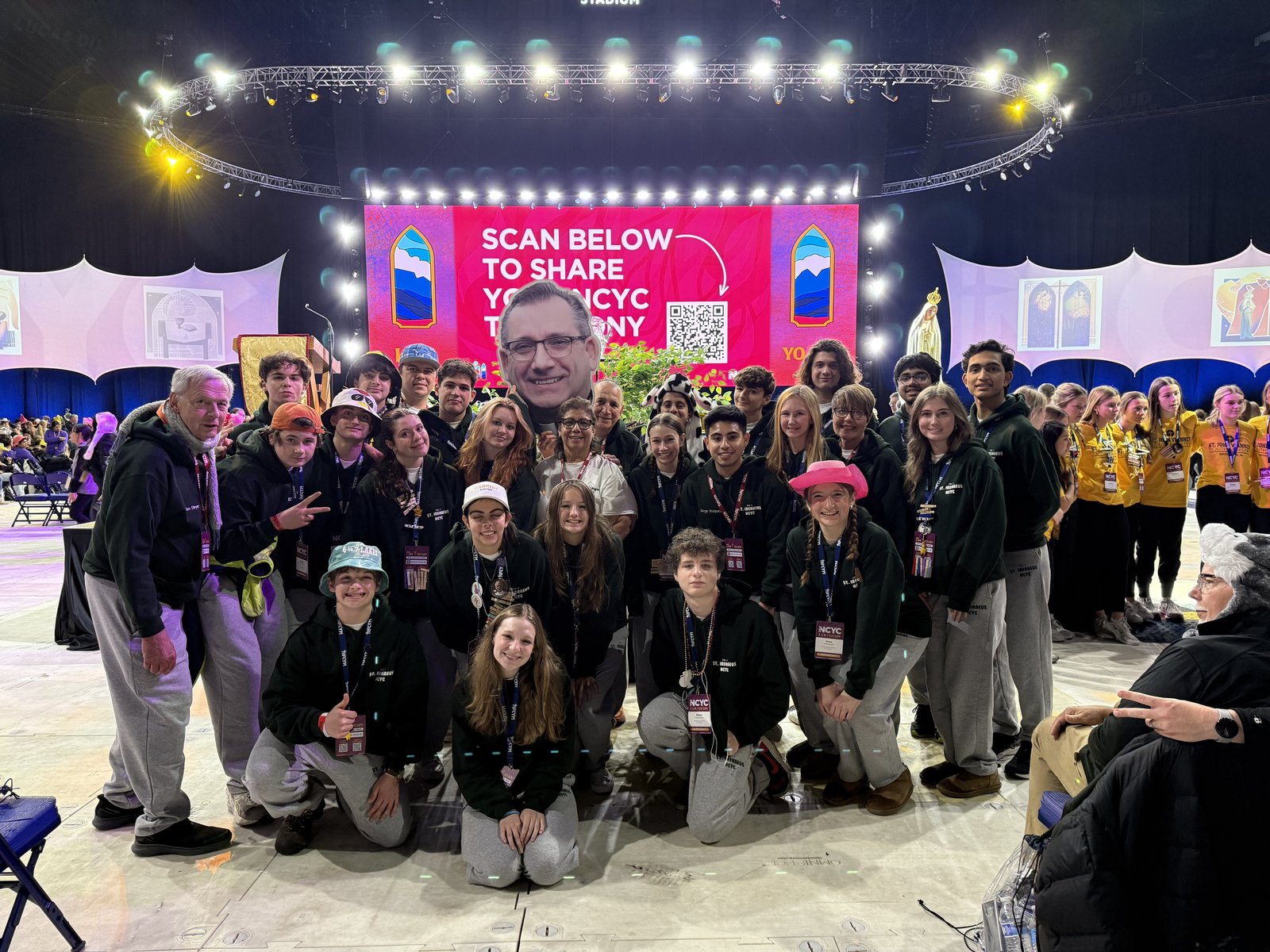 St. Irenaeus youths attend the National Catholic Youth Conference in November 2025 at Lucas Oil Stadium in Indianapolis. More than 15,000 teenagers from around the country attended the annual gathering. (Courtesy of St. Irenaeus Parish)
 