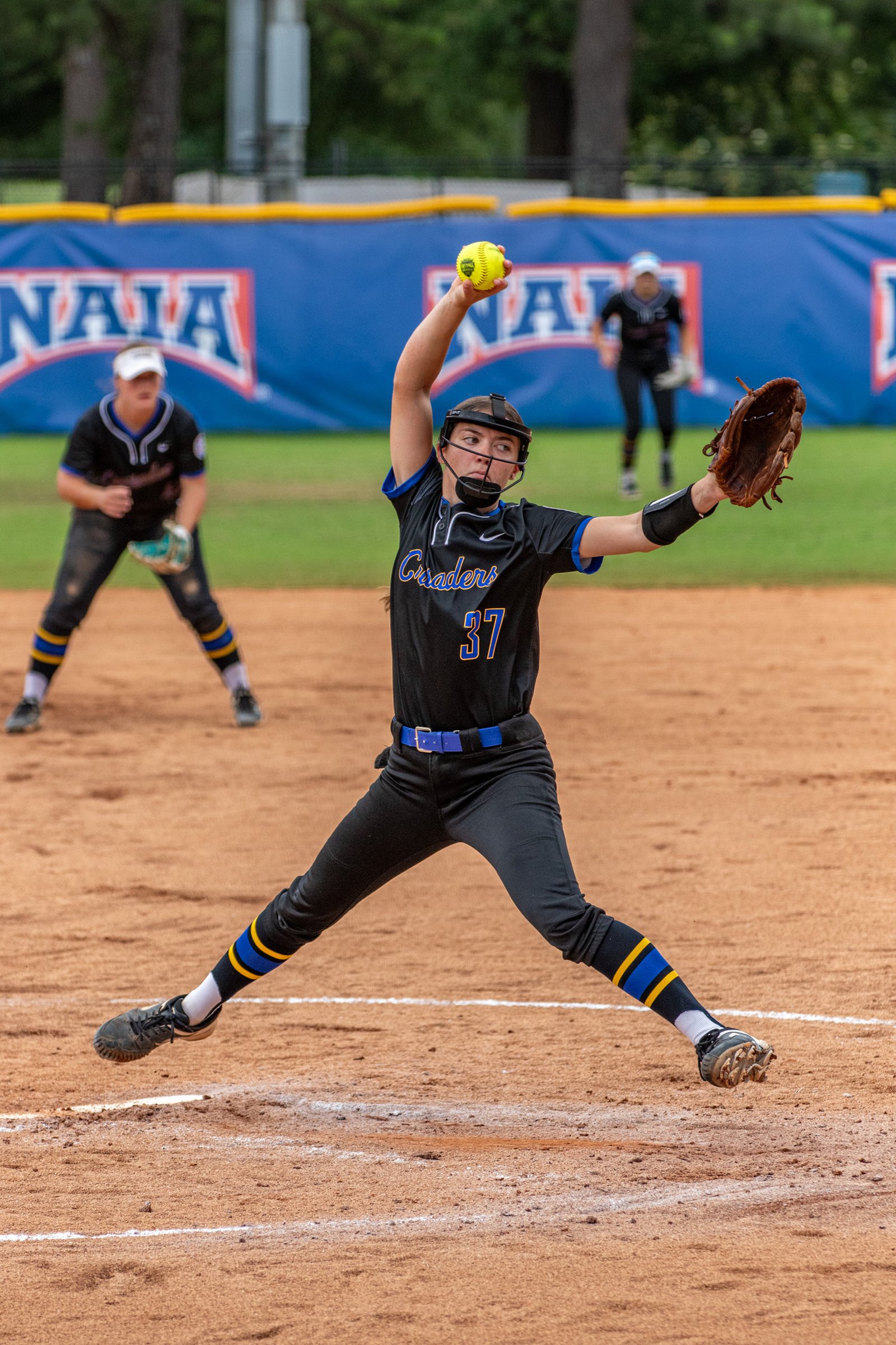Anna Battigan, a freshman from Livonia, set down Southeastern (Fla.) batters over four innings of work for Madonna University, earning the win in relief. Battigan was 8-1 this spring.