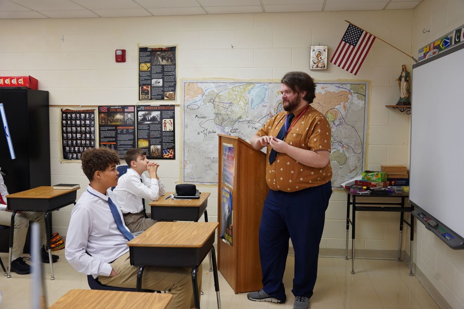 Alexander Brown teaches seventh- and eighth-graders in civics/government. As a microschool, class sizes average around 10 or less, said Stephanie Weaver, principal of St. Mary/McCormick Academy.