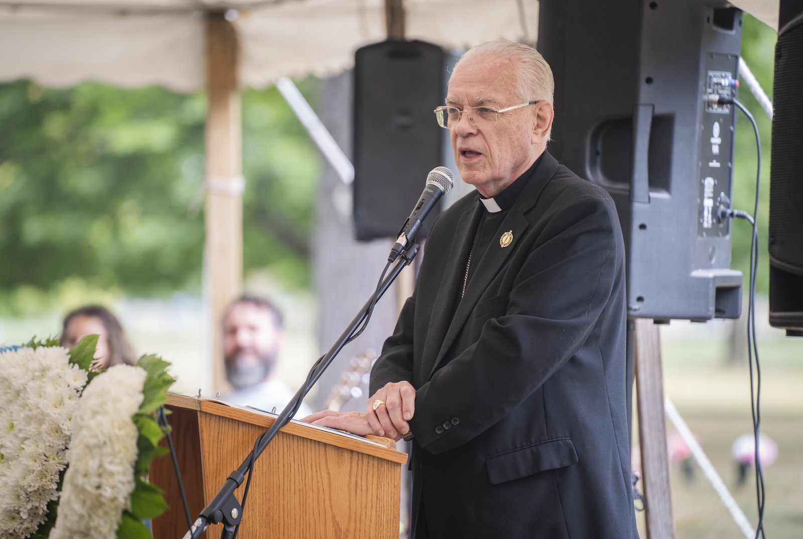 During the memorial dedication on the National Day of Remembrance for Aborted Children, families were able to hear their children’s names read aloud and participate in a candle lighting, a butterfly release and a blessing led by Bishop Donald Hanchon, pictured.