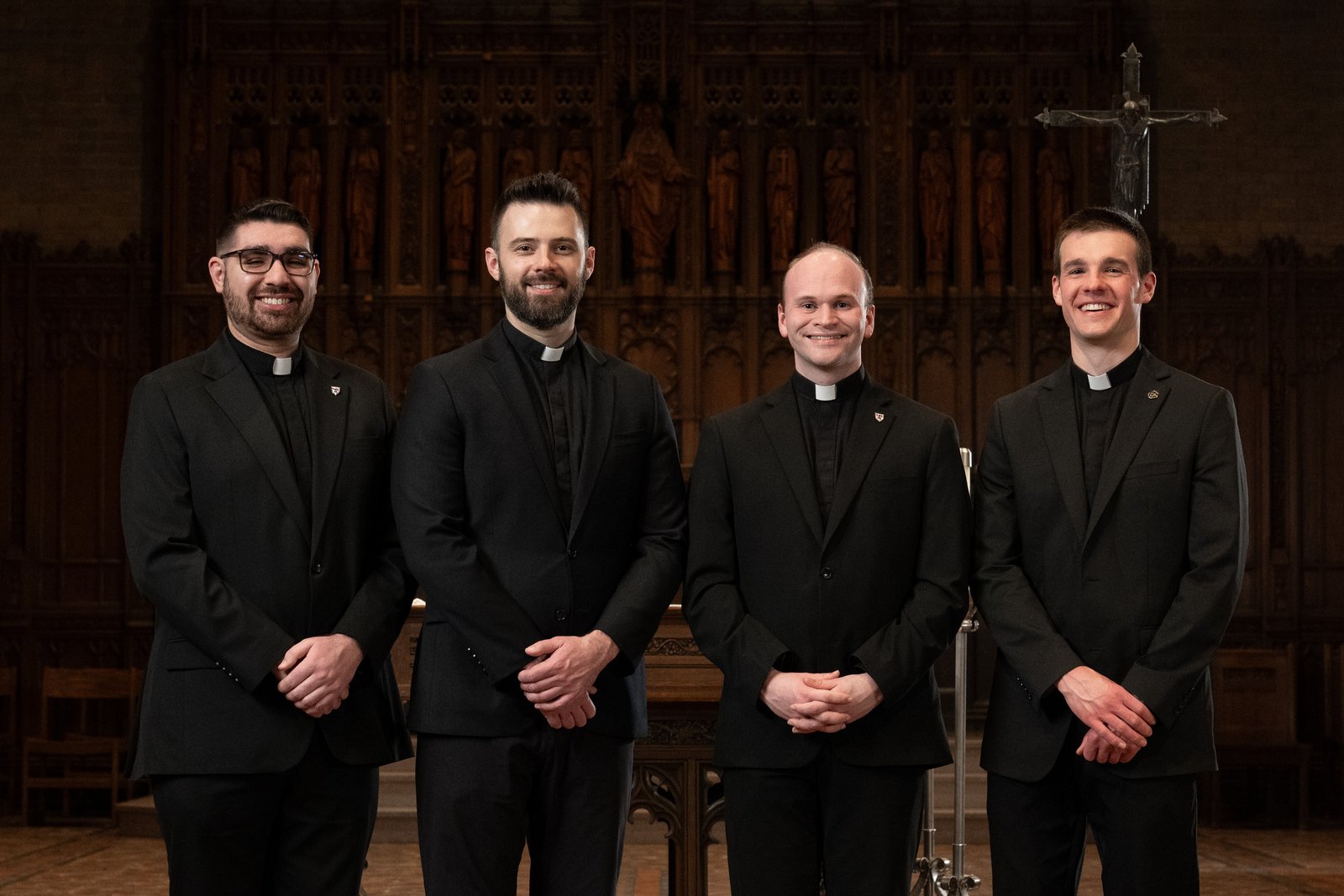 In the months following their May 23 ordination to the priesthood, Fathers Lizandro Barba, James Musgrave, Daniel Whalen and Karl Finkbeiner shared the graces and joys of their first months of priesthood. (Marek Dziekonski | Special to Detroit Catholic)