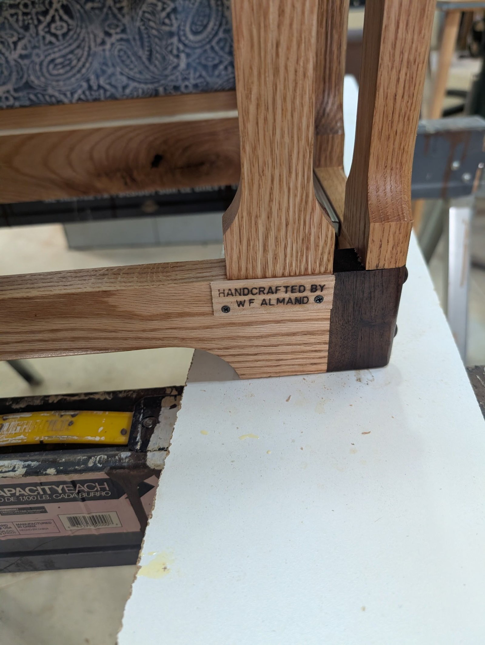 Almand inscribed the kneeler with the words, “Fr. Jim, Fruitful Shepherd, North Branch, MI.” (Courtesy of Wilson Almand)