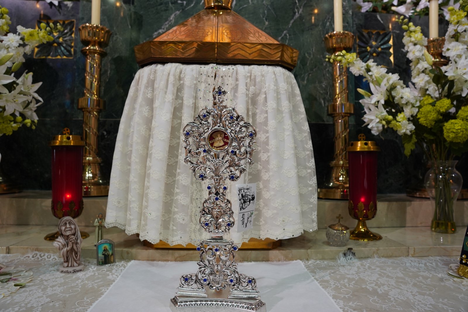 The relic resides on the high altar of St. Barbara Parish, for now, as the pastoral team at the parish figures out a place where the relic is readily available for veneration.