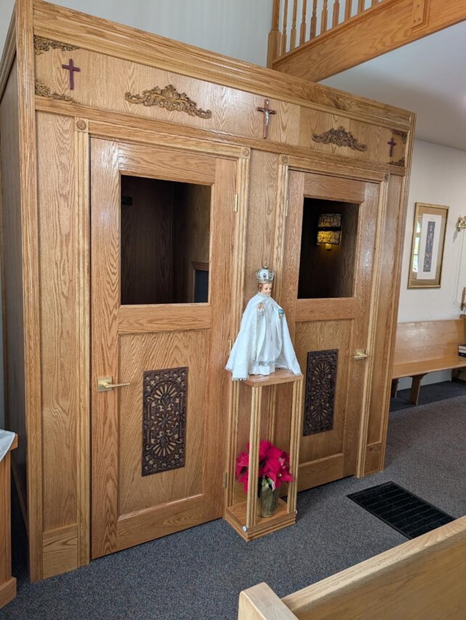 Almand first picked up woodworking as a hobby by making furniture for around the home. When Fr. Houbeck asked Almand if he’d consider building a confessional, he responded just as he did during his time in the Marines, with, “Yes, sir.”