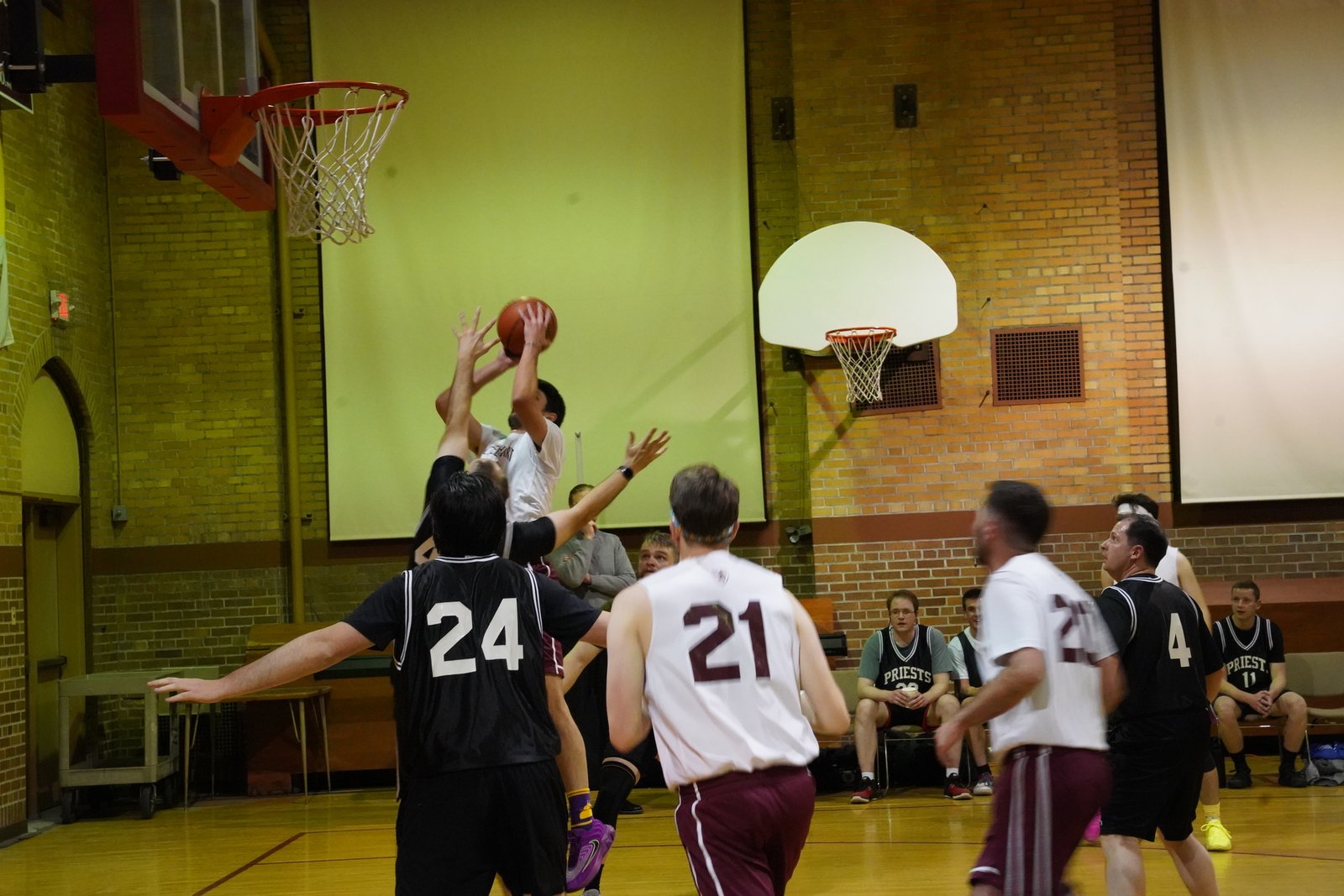 Sacred Heart Major Seminary's basketball team plays against other church groups throughout the year, and at the end of their season compete in a national seminary tournament.