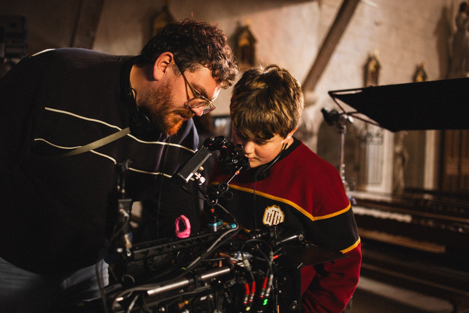 Detroit-based producer Paul Duda, co-founder of Frank & Lou Creative, is pictured on set alongside his son, Hank.