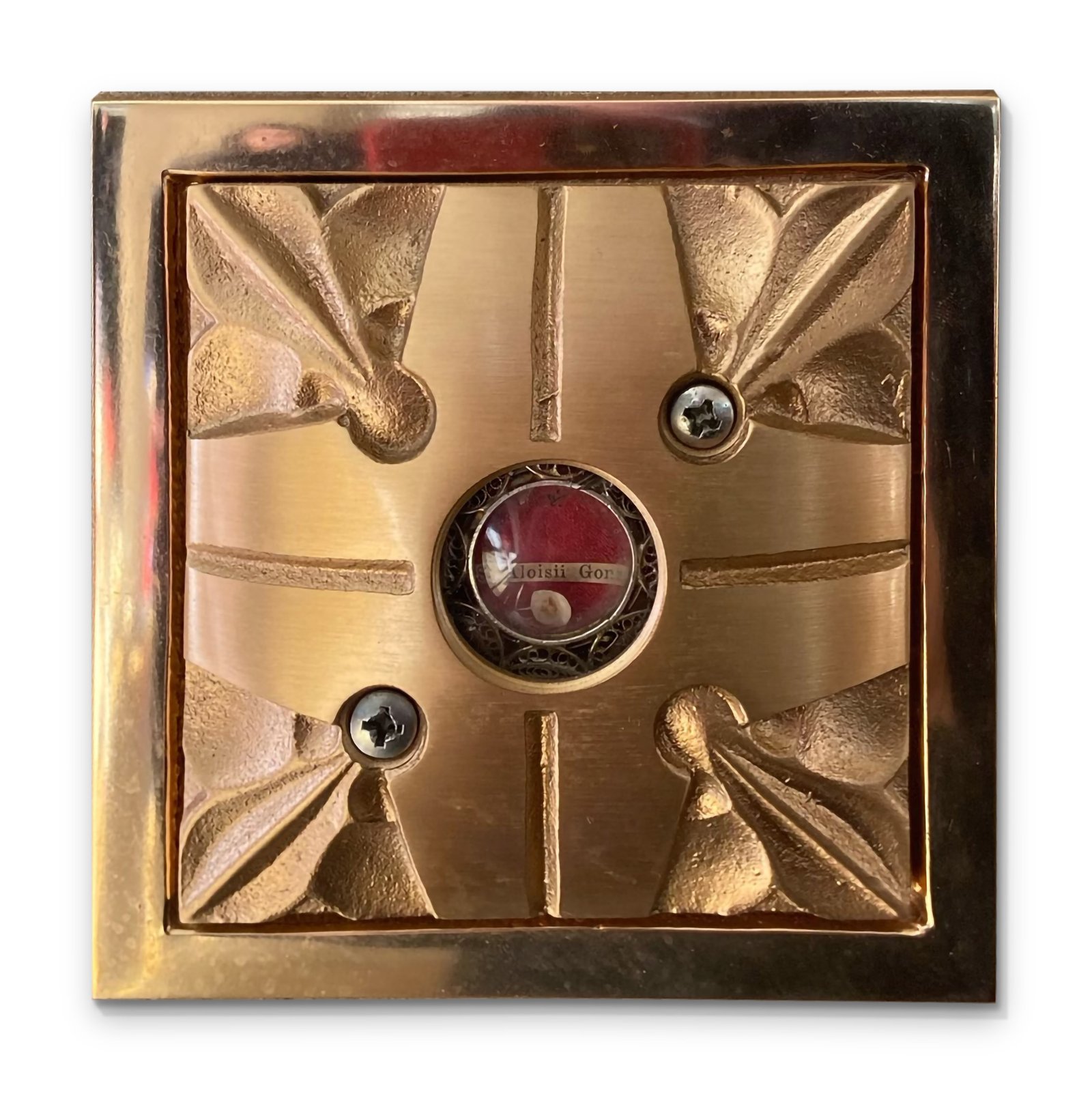 The first-class relics are among nearly 200 relics currently housed in the cathedral, which Fr. Mech hopes to find a way to display. The gold reliquaries are installed beneath each of the apostles' statues.