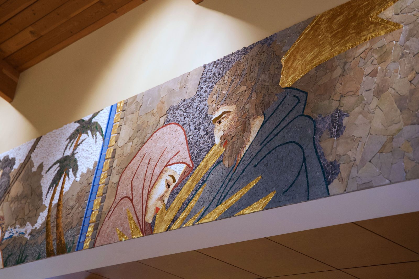 Fr. Drab's depiction of the Nativity of Jesus purposefully doesn't show the Christ child. The reason, he said, is to direct viewers' gaze to where they can continually find Jesus in the sanctuary: in the holy Eucharist.