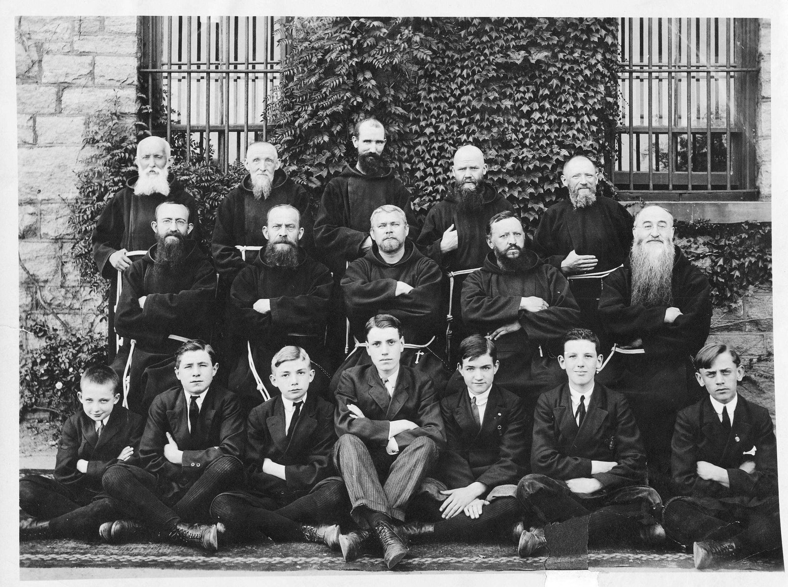 Fr. Solanus Casey (back row, middle) is pictured with the Capuchin Franciscan community at Sacred Heart Parish in Yonkers, N.Y., where Fr. Solanus baptized 295 babies between 1904 and 1918, including 94 in 1908.