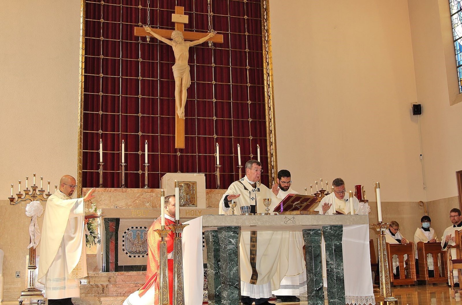 Fr. Maksym said St. Peter parishioners appreciate the new altar, calling for more opportunities for Eucharistic adoration. The old wooden altar is being moved to the chapel at nearby St. Mary Elementary School.