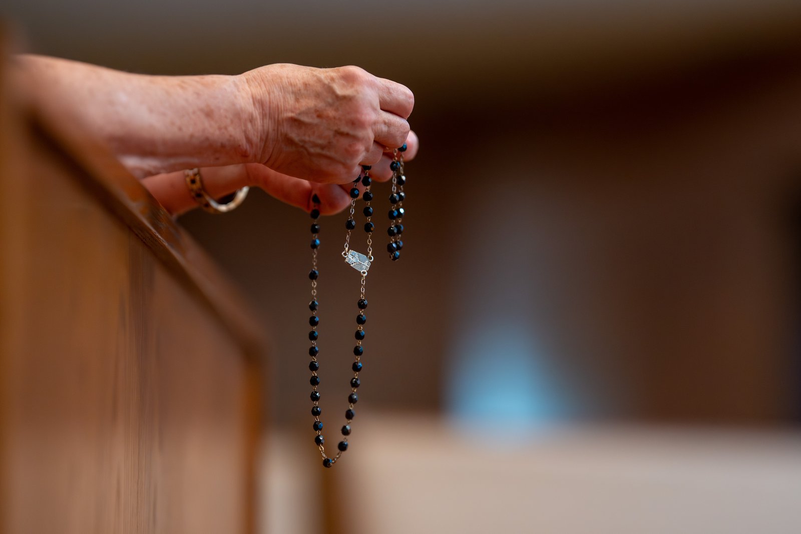At the top of each hour, someone leads one of the mysteries of the rosary, followed by a half hour of silent prayer.