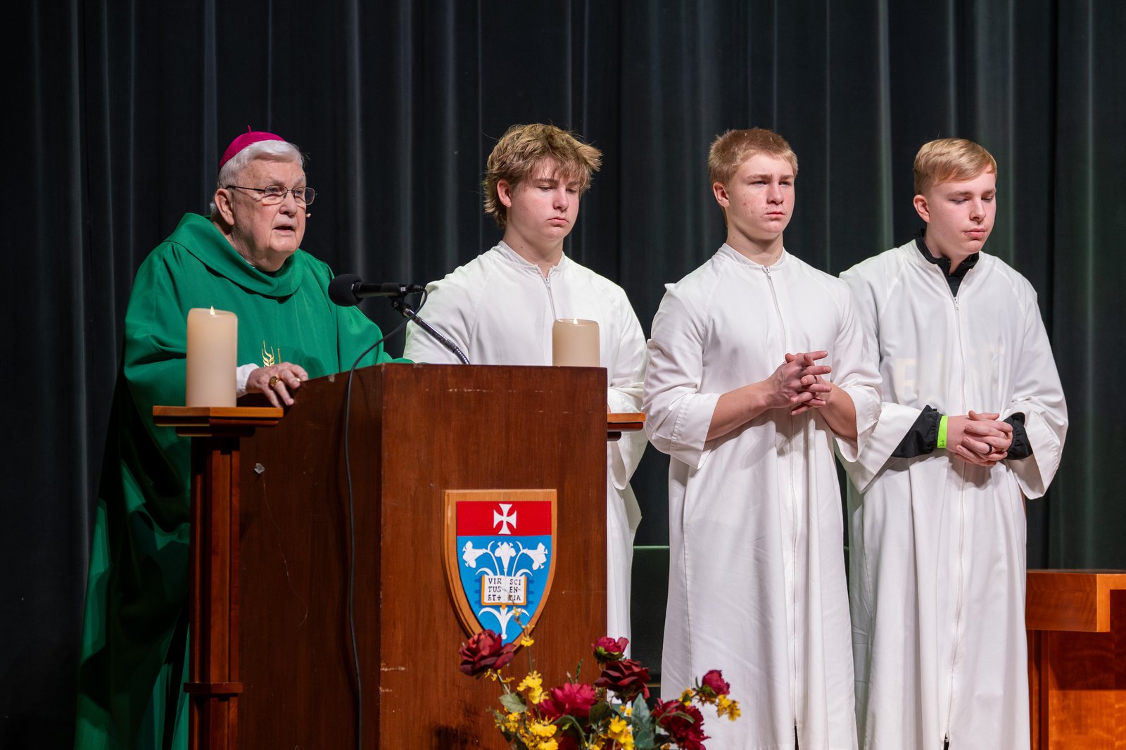 Bishop John M. Quinn, bishop emeritus of the Diocese of Winona-Rochester, Minnesota, and a former auxiliary bishop of the Archdiocese of Detroit (2003-08), encouraged teens to go against the grain and see the world from "God's point of view."
