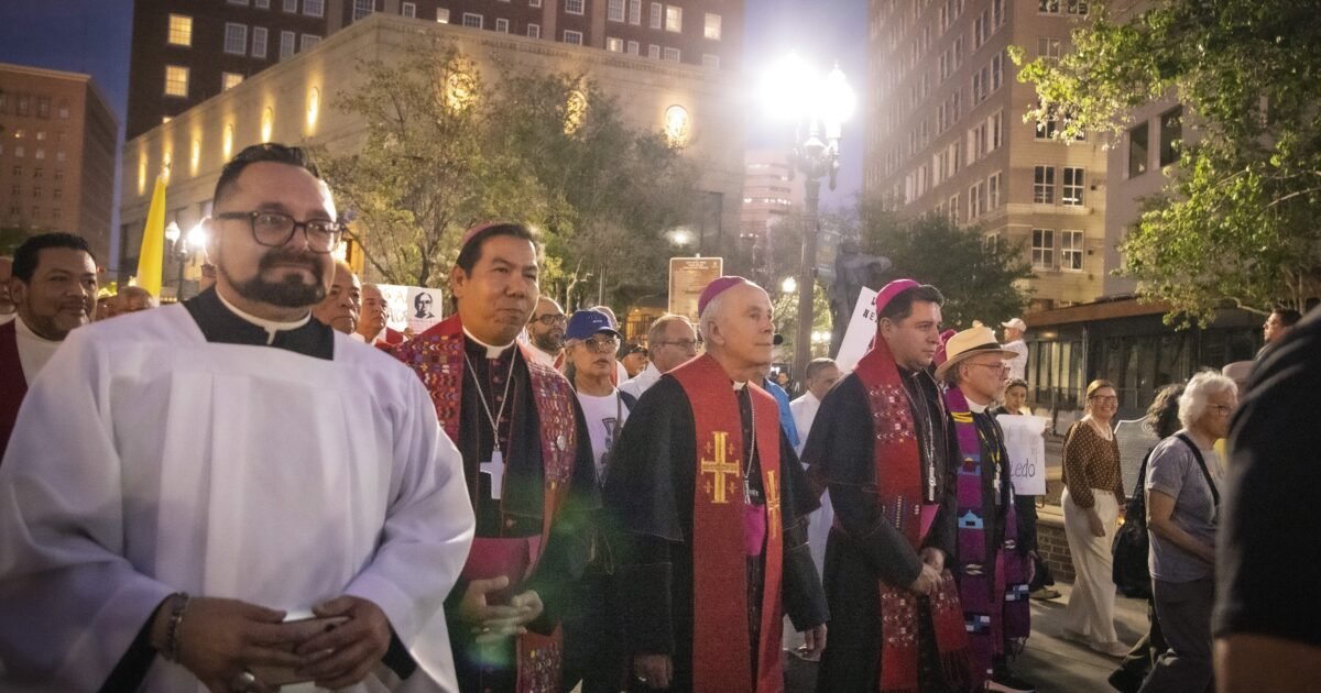 Hundreds rally with bishops to protest mass detention and deportation in El Paso, inspired by Romero