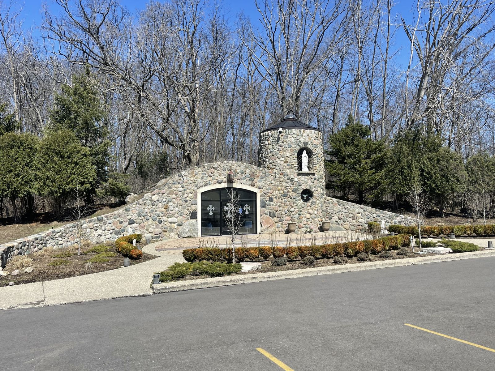 The current grotto at St. Thomas Chaldean Catholic Church, which hosted drive-up Eucharistic adoration for parishioners during the COVID-19 pandemic.