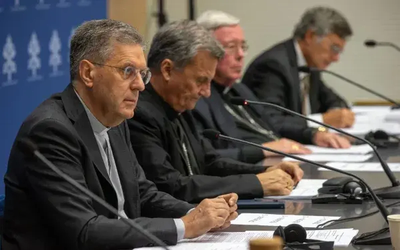 Los organizadores hablan sobre la próxima segunda sesión del Sínodo de la Sinodalidad en una conferencia de prensa en la Oficina de Prensa de la Santa Sede, el lunes 16 de septiembre de 2024. Crédito: Daniel Ibáñez / EWTN News.