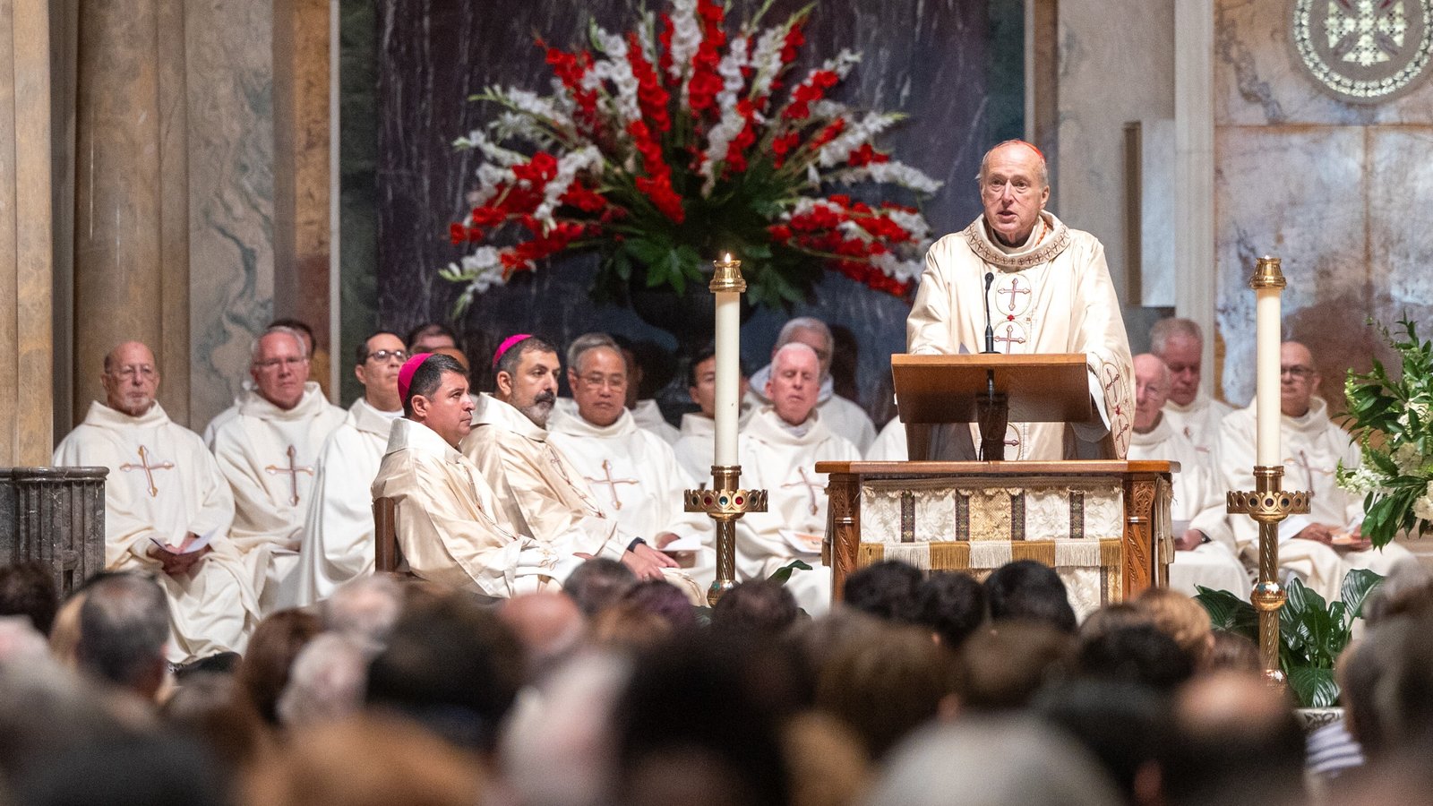Washington Cardinal Robert W. McElroy gives the homily at a Mass marking the 111th World Day of Migrants and Refugees on Sept. 28, 2025 at the Cathedral of St. Matthew the Apostle. (Catholic Standard photo by Mihoko Owada)