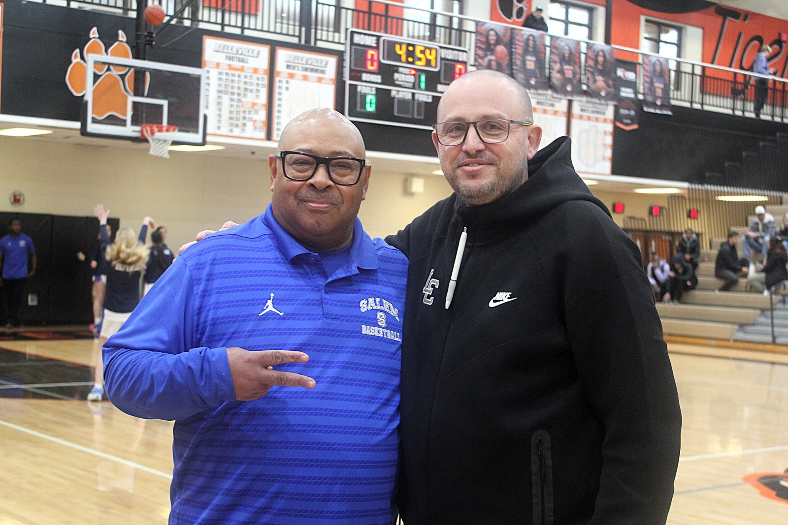 Coaching buddies Rod Wells and Scott Stine got a chance to reunite Dec. 13 when Stine’s Lumen Christi team defeated Wells’ Plymouth Salem squad. “I know him inside and out,” Wells said. “We had this game scheduled before he got the job. I thought they were going to change it but they never did.”