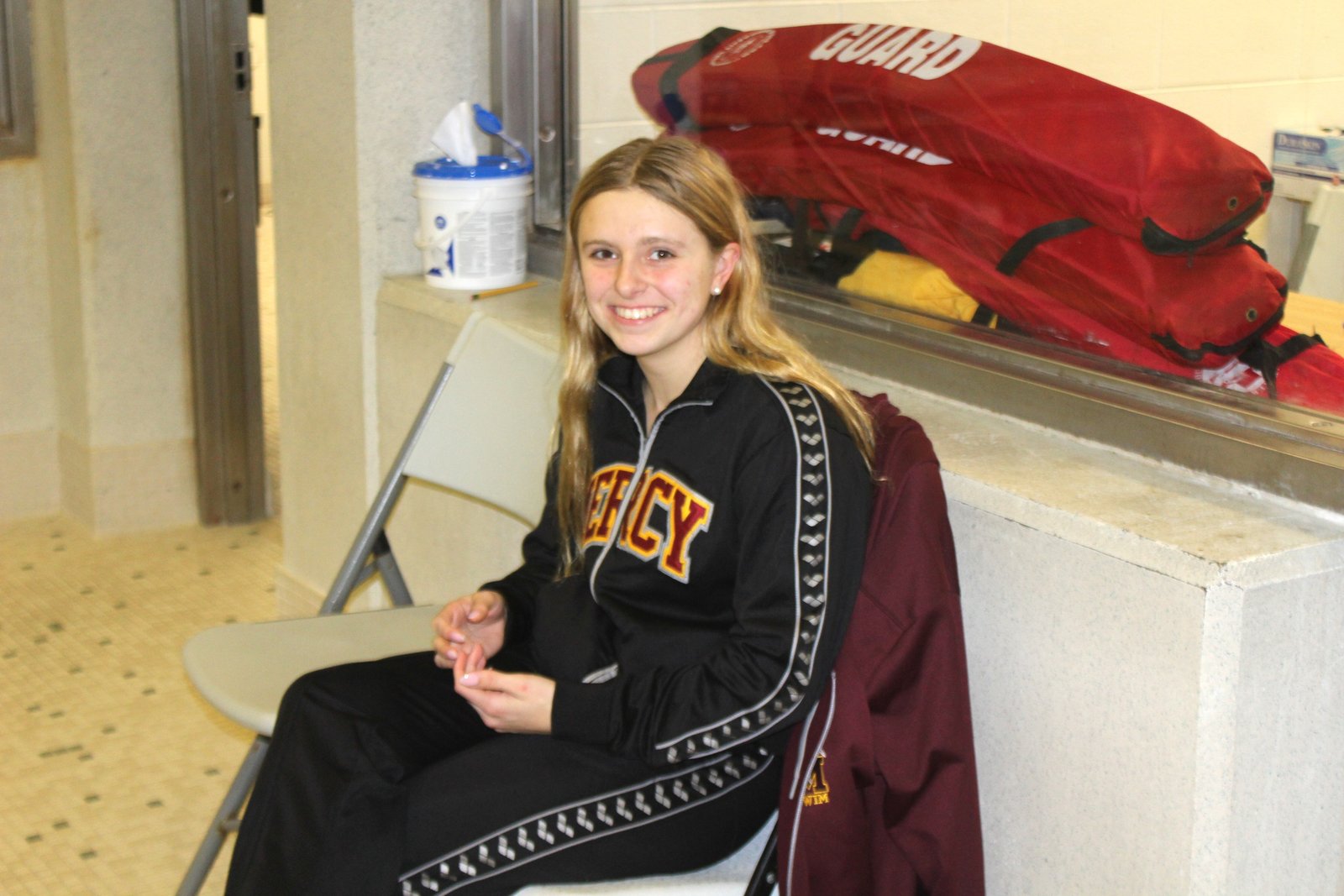 Farmington Hills Mercy’s Lyla Collins has made quite a splash in her freshman season. She won the 50 and 500 freestyle events and swam on two winning relays at the Catholic League championships Nov. 14-15 at Waterford Kettering High School.