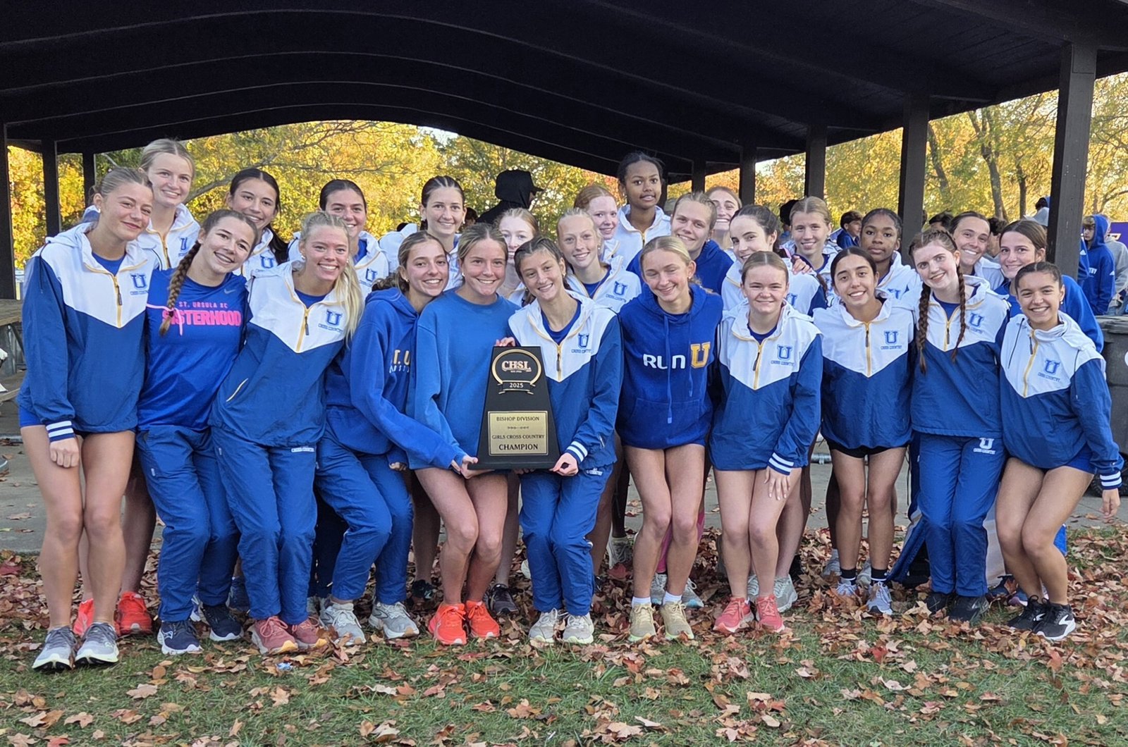 Toledo St. Ursula Academy celebrates its second consecutive Catholic League Bishop Division cross-country team championship.