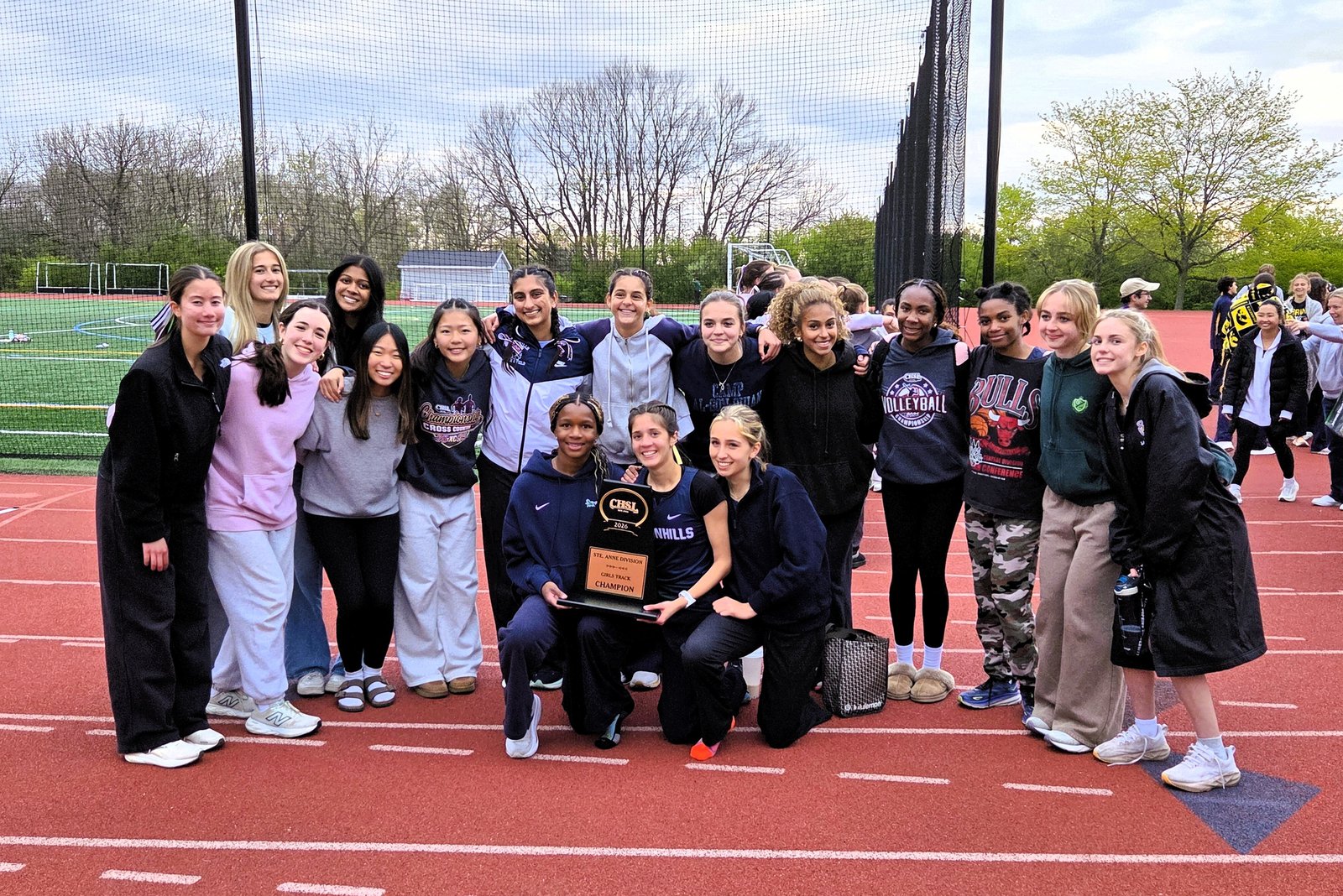 Ann Arbor Greenhills’ girls team held off a late challenge from Wixom St. Catherine to claim its fourth consecutive Catholic League track team title.