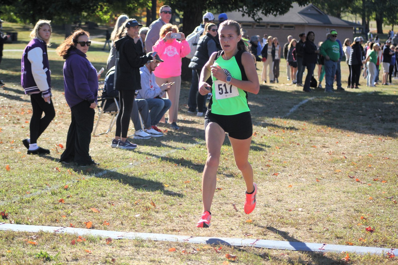 Jackson Lumen Christi’s Samantha Schroeder was a repeat winner of the Bishop Division’s girls race. She finished 50 seconds ahead of the pack, covering the hilly 5-kilometer course in 19:21.