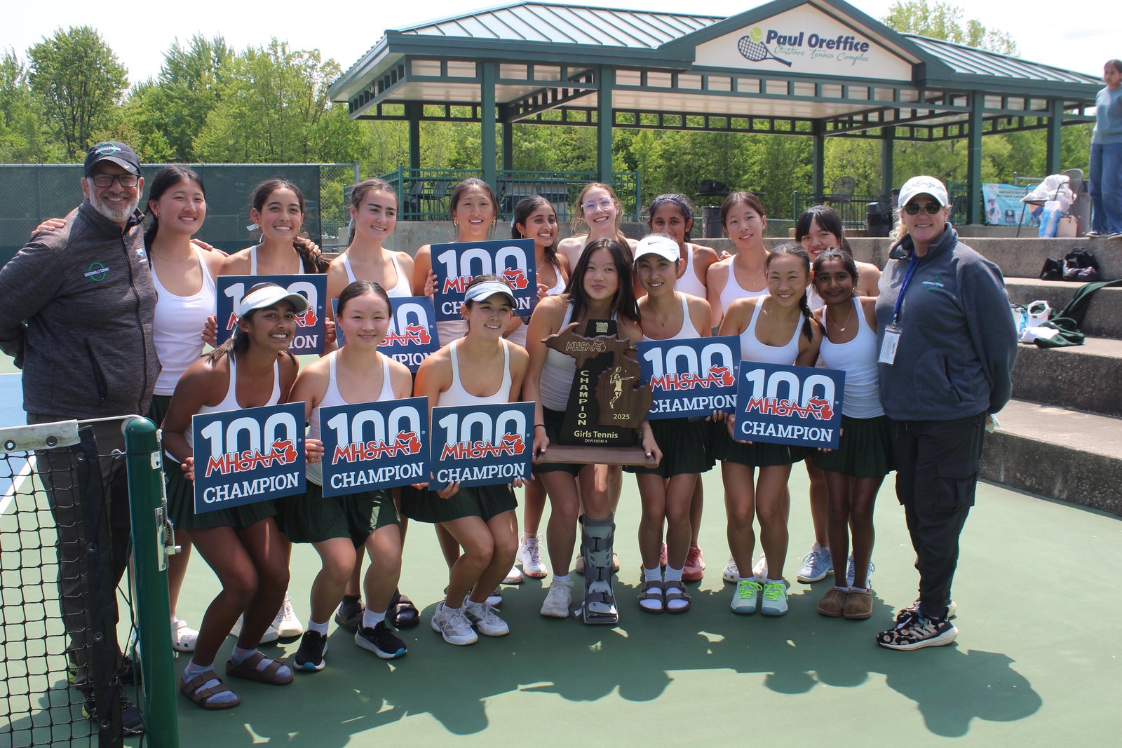 Ann Arbor Greenhills’ tennis team accumulated 38 points in the MHSAA Division 4 state tournament at the Midland Tennis Center, finishing ahead of Catholic schools Pontiac Notre Dame Prep, Traverse City St. Francis, Wixom St. Catherine and Ann Arbor Fr. Gabriel Richard.