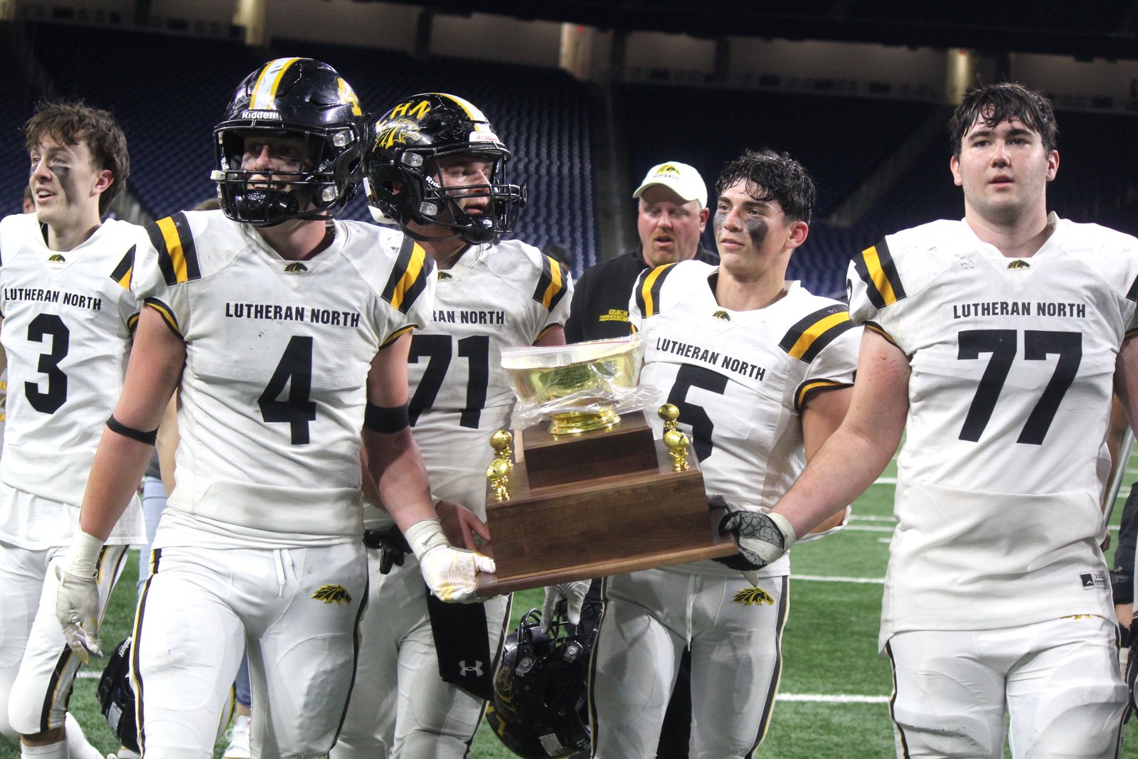 Lutheran North won one Catholic League football championship, with a 17-14 overtime victory against Clarkston Everest Collegiate in the 2024 Prep Bowl at Ford Field. Head Coach Garrett Wenzelburger will step out of his role to become the school’s principal this fall.