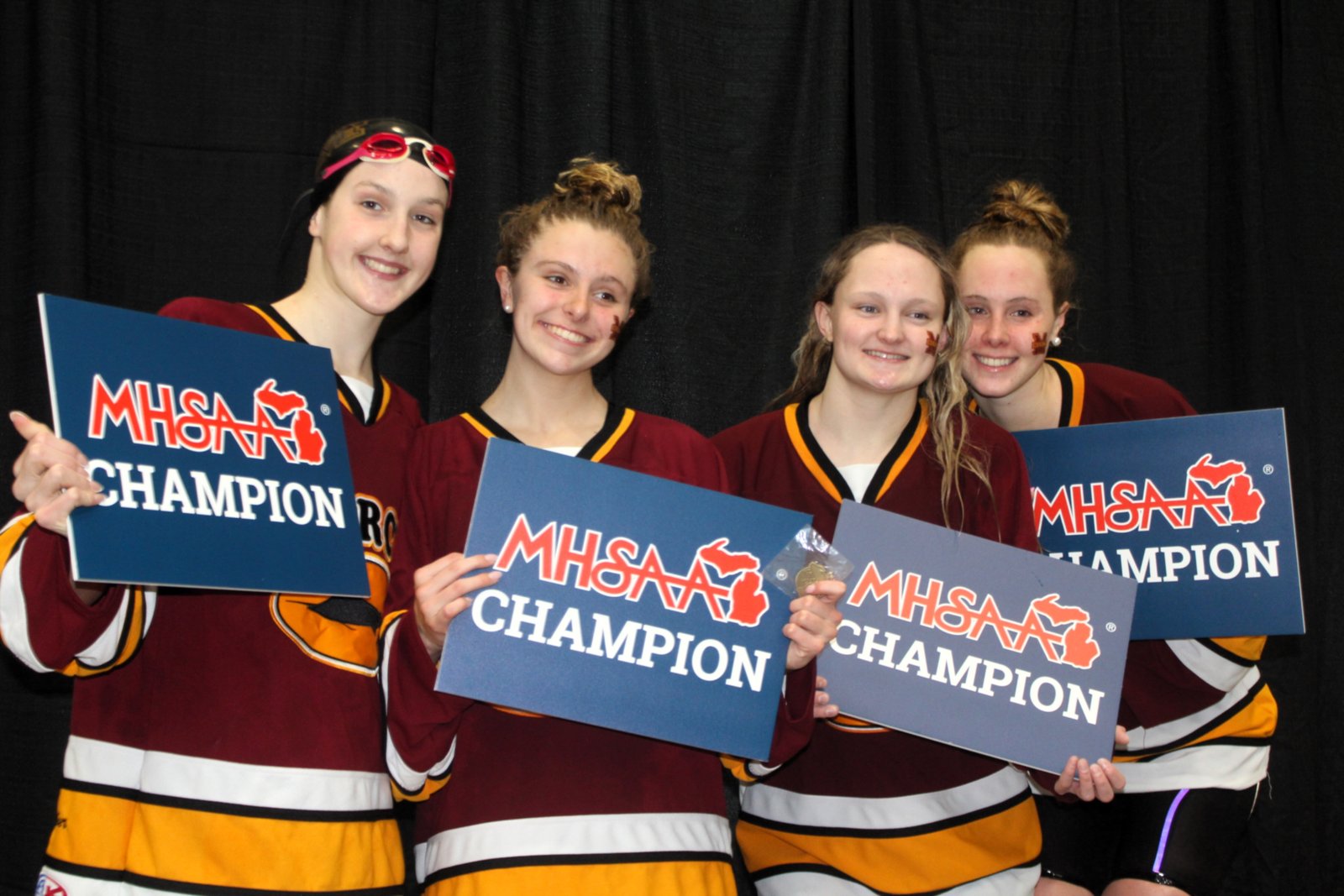 Ella Hafner, Lyla Collins, Campbell Shore and Avery Tack set a school record in winning the 400 freestyle relay in 3:26.05 — a performance that also earned Mercy a state title.