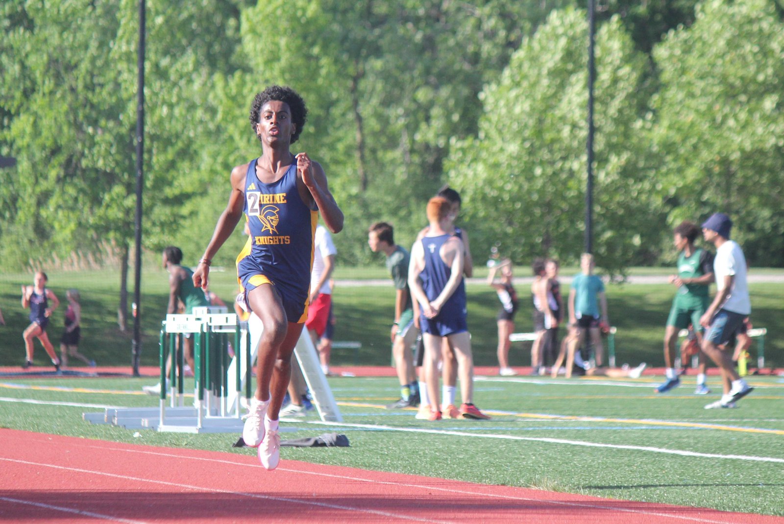 Royal Oak Shrine junior Abenezer Cerone took the gold medal in the 800-meter run, recording a winning time of 1:57.59 at the MHSAA Division 4 meet at Hudsonville.
